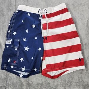Polo Ralph Lauren Swim Trunks Mens Small American Flag Stars Stripes USA Patriot